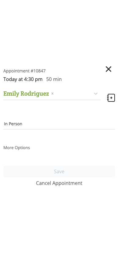 ShrinkNotes appointment scheduling on mobile